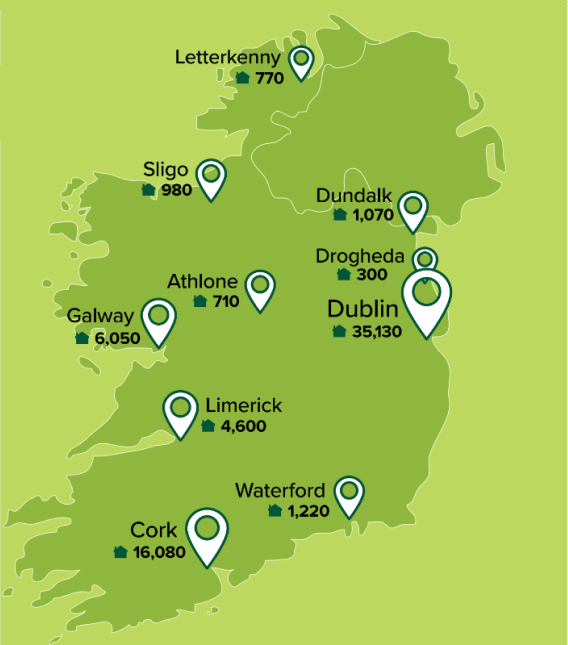 Map of Ireland with Markers